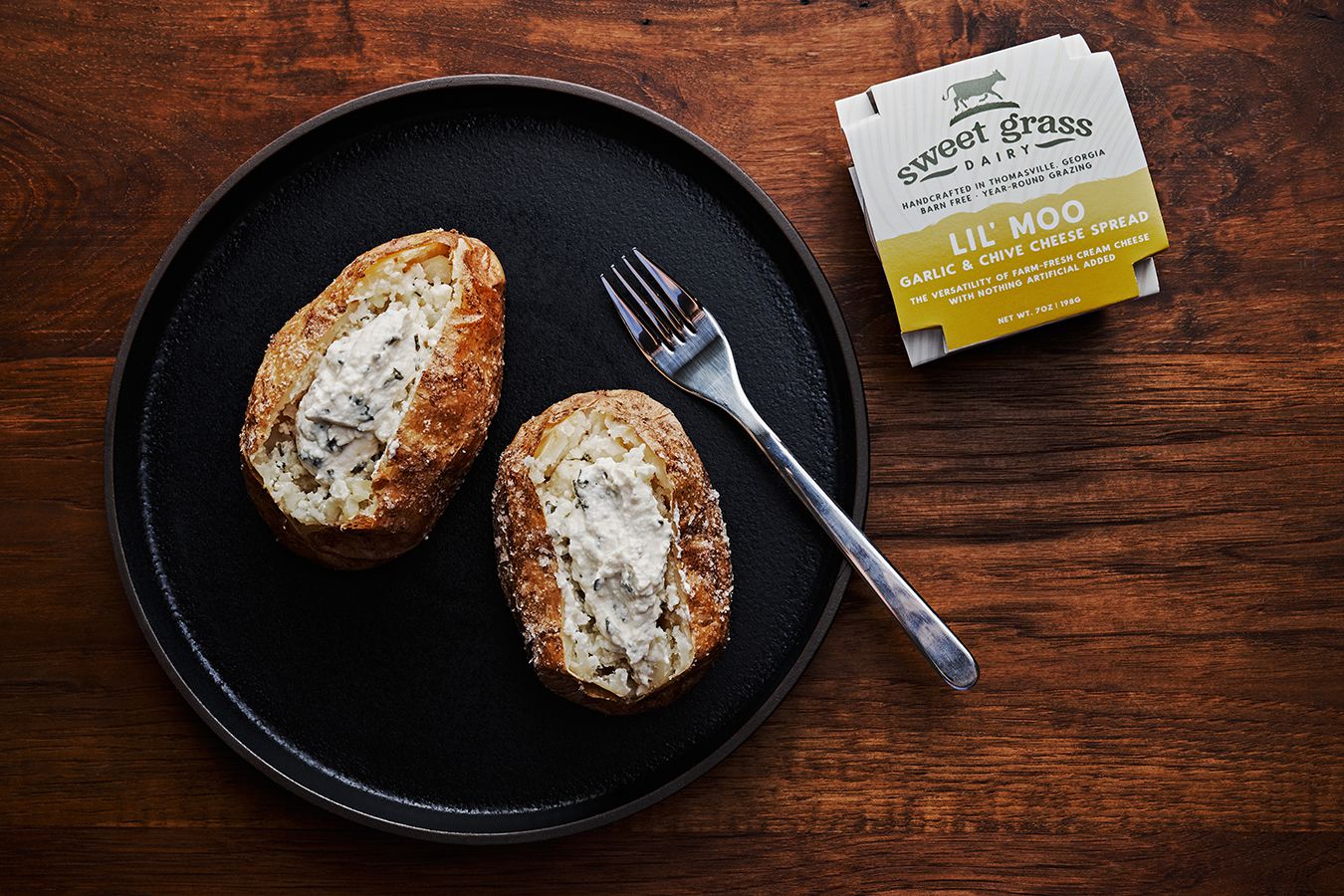 Lil’ Moo Garlic & Chive Baked Potatoes