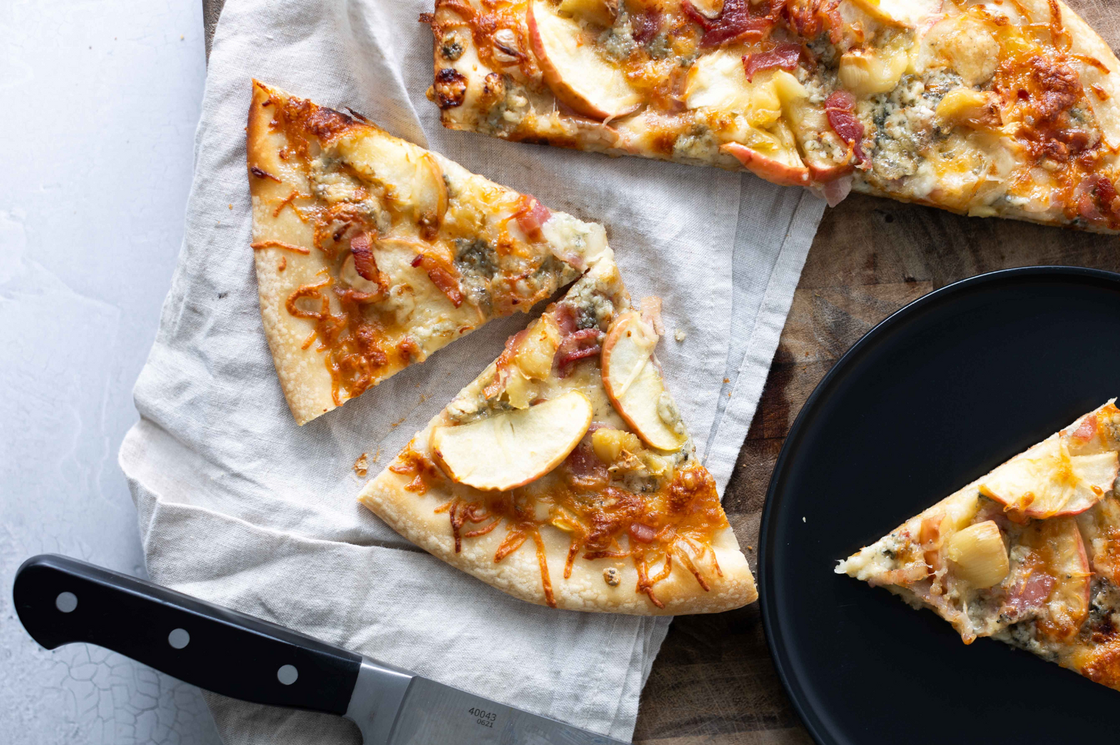 Asher Blue, Maple Apples, & Bacon Pizza