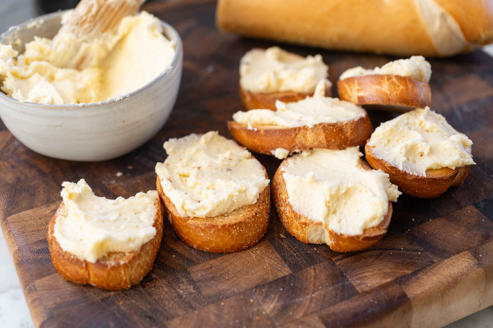 Green Hill butter on crostini's 