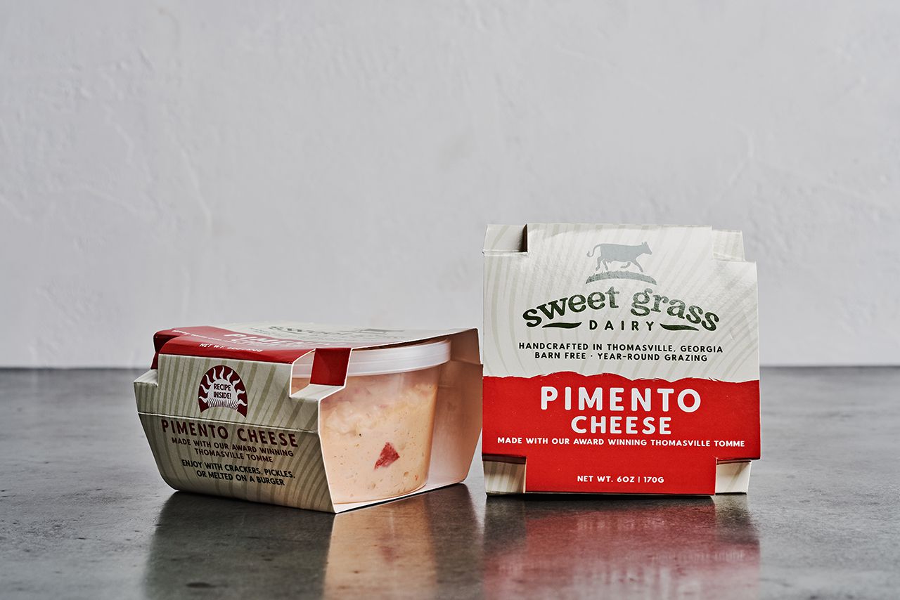 Sweet Grass Dairy's Pimento Cheese in it's packaging 